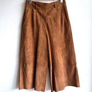 *NWT* Massimo Dutti Cognac Suede Leather High-Waisted Culottes – XS